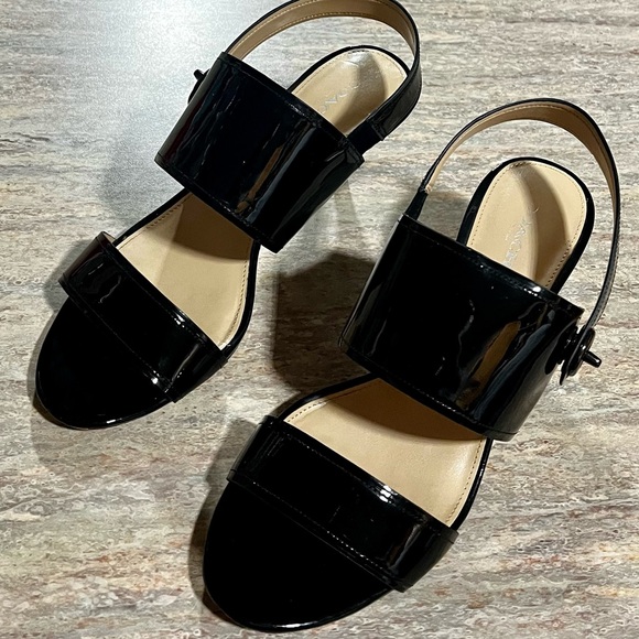 Coach Marla open toe strapped glossy kitten heels sandals - Picture 5 of 16